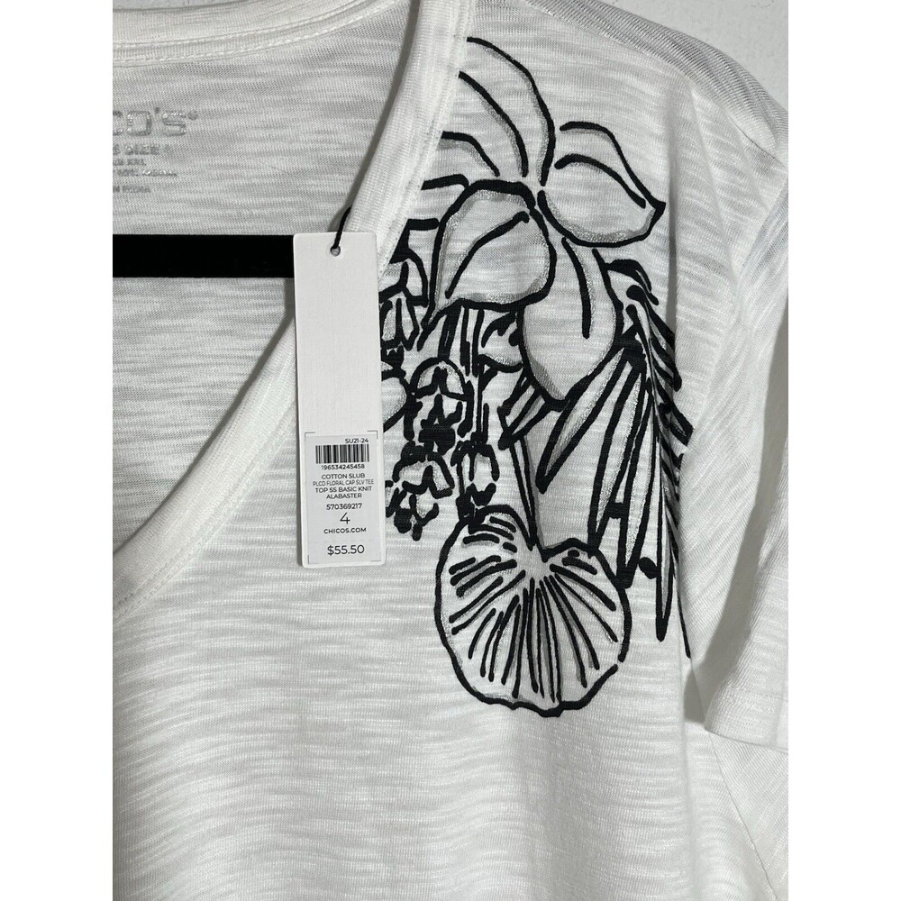 Chicos NWT Sketch Print Tee Blouse Shirt Womens 4 US XXL (12) - Picture 5 of 7